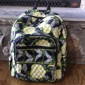 Vera Bradley large campus backpack, green & black